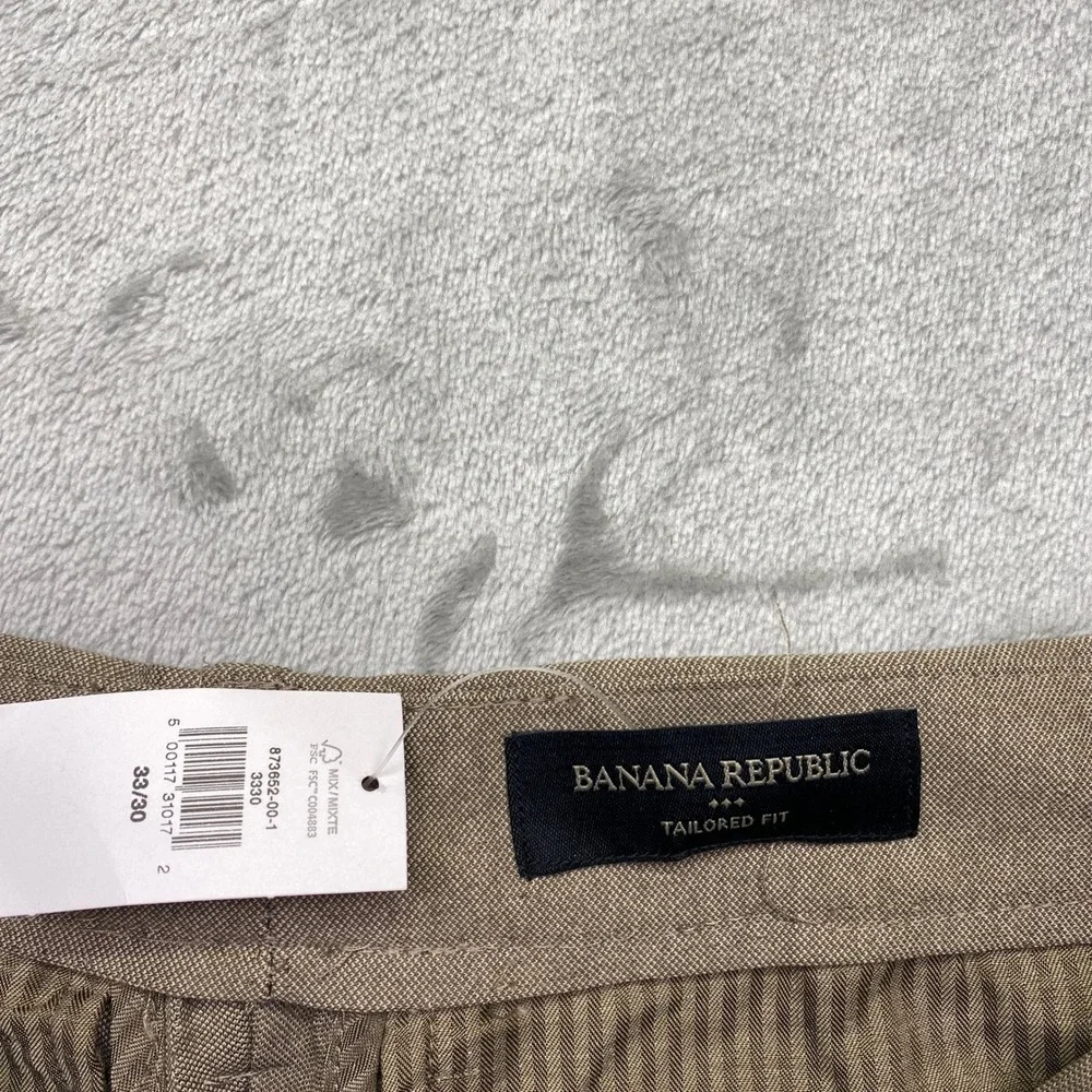 Banana Republic Mens Tailored Fit Dress‎ Pants Taupe Brown Sz 33 Preppy Grunge